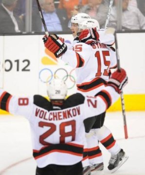 Die Devils feiern das 1:0 durch Patrik Elias Patrik Elias new jersey devils stanley cup
