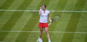 Kim Clijsters bejubelt ihren Sieg Clijsters,Olympia,Tennis