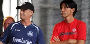 Eintracht-Trainer Armin Veh (li.) und Manager Bruno Hübner hoffen auf ein mildes Urteil Eintracht Frankfurt, Veh, Hübner