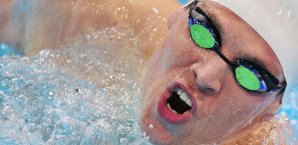 Paul Biedermann im Wasser des Aquatics Centre Paul Biedermann,Olympia,London,2012,Aquatics Centre,Nahaufnahme