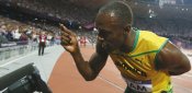 Usain Bolt spielt mit der Kamera