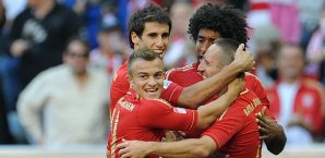 Die Spieler sind bester Dinge und in Oktoberfest-Laune Bayern München