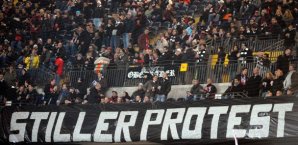 Einen Stimmungsboykott von zwölf Minuten gab es auch in Frankfurt beim Spiel gegen Mainz Eintracht Frankfurt