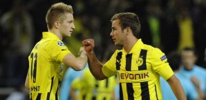 Mario Götze bejubelt seinen Treffer mit Marco Reus Fußball,BVB,Götze