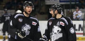 Casey Borer und Jason Jaspers von den Nürnberg Ice Tigers Casey Borer, Jason Jaspers, Nürnberg Ice Tigers