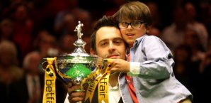 Ronnie O'Sullivan feiert mit seinem Sohn O'Sullivan,Snooker