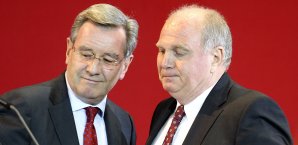 Karl Hopfner (l.) holt Uli Hoeneß zurück ins FCB-Boot Karl Hopfner, Uli Hoeneß
