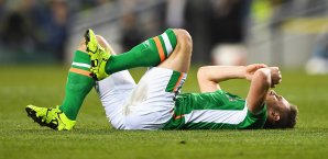 Kevin Doyle zog sich gegen die Schweiz eine Beinverletzung zu Kevin Doyle