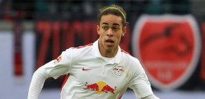 Yussuf Poulsen erzielte das zwischenzeitliche 2:1 für RB Leipzig Yussuf Poulsen