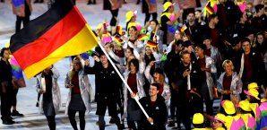 Die deutschen Athleten bei der Eröffnungszeremonie der Spiele in Rio DOSB