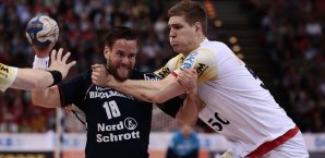 Finn Lemke (r.) verlässt Magdeburg Handball
