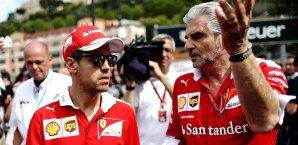 Sebastian Vettel will von einem angespannten Verhältnis zu Maurizio Arrivabene nichts wissen Sebastian Vettel, Maurizio Arrivabene