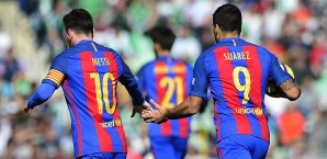 Luis Suarez und Lionel Messi bilden bei Barca ein überragendes Duo Luis Suarez, Lionel Messi