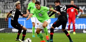 Das Hinspiel gewann Wolfsburg mit 2:1 Bayer 04 Leverkusen; VfL Wolfsburg