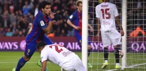 Luis Suarez sorgte gegen Sevilla mal wieder für ein Spektakel Luis Suarez