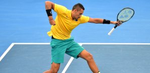Nick Kyrgios holte den entscheidenden dritten Punkt für Australien Nick Kyrgios