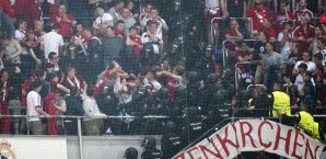 In der Halbzeitpause kam es im Gästeblock zu Tumultartigen Szenen Real-Bayern