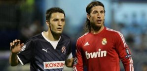 Milan Badelj im Champions League-Spiel gegen Real Madrid und Sergio Ramos Milan Badelj,Champions League,Dinamo Zagreb,Real Madrid,Sergio Ramos
