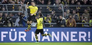 Robert Lewandowski und Ivan Perisic freuen sich über einen BVB-Treffer Robert Lewandowski, Ivan Perisic, BVB