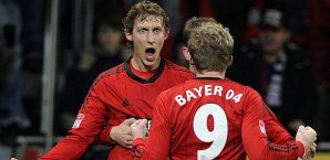Stefan Kießling jubelt nach seinem Tor für Bayer Leverkusen gegen Schalke Stefan Kießling, Bayer Leverkusen, Andre Schürrle