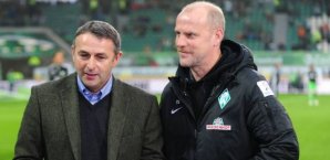 Schnelles Wiedersehen für Werder-Trainer Thomas Schaaf und Wolfsburgs Manager Klaus Allofs (li.) Thomas Schaaf, Klaus Allofs, Werder Bremen
