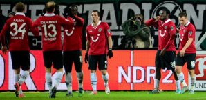 Hannover 96 freut sich über einen Heimsieg über Bayer Leverkusen hannover 96, Jubel