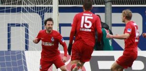 Der MSV Duisburg bejubelt den Führungstreffer MSV Duisburg,Bundesliga,Paderborn