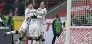 Oscar Wendt; Havard Nordtveit und Luuk de Jong feiern den ersten Gladbacher Treffer Oscar Wendt; Havard Nordtveit, luuk de jong, borussia mönchengladbach
