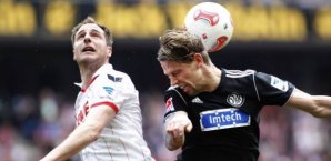 Matthias Lehmann und Marcel Reichwein im Kopfballduell Matthias Lehmann,Marcel Reichwein,1. FC Köln,VfR Aalen