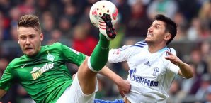 Tom Trybull im Zweikampf mit Ciprian Marica tom trybull, ciprian marica, werder bremen, fc schalke 04
