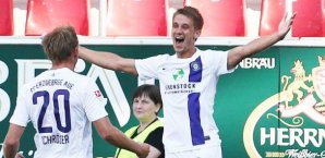 Jakub Sylvestr erzielte beim 2:1 gegen Ingolstadt beide Tore für Erzgebirge Aue Jakub Sylvestr, Erzgebirge Aue