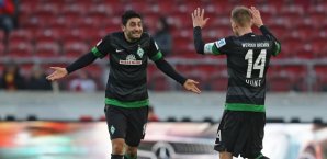 Mehmet Ekici und Aaron Hunt waren im Training nicht ganz so friedlich miteinander Mehmet Ekici, Aaron Hunt, Werder Bremen