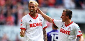 Marcel Risse (li.) schnürte einen Doppelpack 1. FC Köln, Erzgebirge Aue, 2.Bundesliga