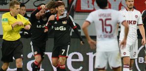 Die Bayer-Spieler hatten endlich wieder Grund zur Freude bayer,leverkusen,1.,fc,nürnberg
