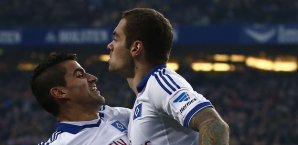 Rincon (l.) und Lasogga freuen sich über das 2:0 für den HSV Tomas Rincon,Pierre-Michel Lasogga,HSV