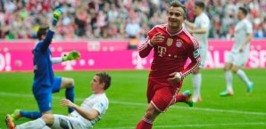 Xherdan Shaqiri feiert sein 3:0 Xherdan Shaqiri,bayern,münchen