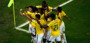 Kolumbien feiert Superstar James Rodriguez - und den Einzug ins Viertelfinaleq Kolumbien