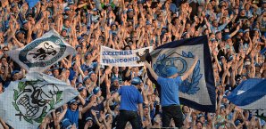 Die mitgereisten Fans von 1860 München sahen, wie Andrew Wooten in letzter Minute den Siegtreffer für den SVS schoss 1860 München