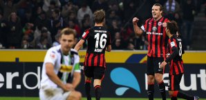 Alexander Meier jubelt über seinen Treffer beim Auswärtssieg seiner Eintracht in Gladbach Alexander Meier