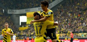 Torschützen unter sich: Pierre-Emerick Aubameyang und Shinji Kagawa Borussia Dortmund, Eintracht Frankfurt