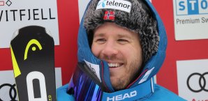 Jansrud darf nach einem Weltcup-Sieg lachen Kjetil Jansrud