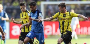Kerem Demirbay umzingelt von Dortmundern Kerem Demirbay
